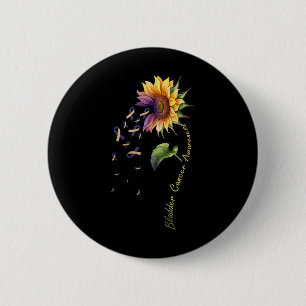 Bladder Cancer Awareness Sunflower Shirt  2 Inch Round Button