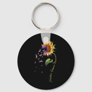Bladder Cancer Awareness Sunflower Shirt Keychain