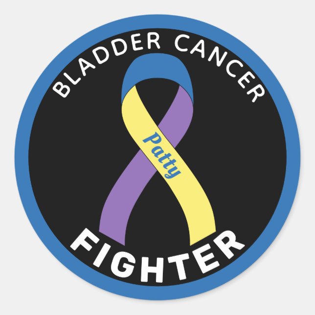 Bladder Cancer Fighter Ribbon Black Round Sticker (Front)