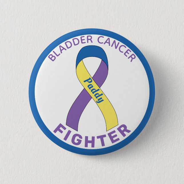 Bladder Cancer Fighter Ribbon White Button (Front)