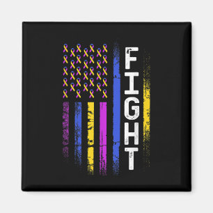 Bladder Cancer Flag Purple Yellow Blue Ribbon Awar Magnet