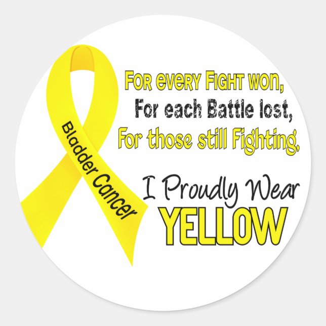 Bladder Cancer For Every…..I Proudly Wear Yellow 1 Classic Round Sticker (Front)