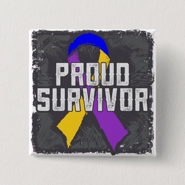 Bladder  Cancer Proud Survivor 2 Inch Square Button (Front)