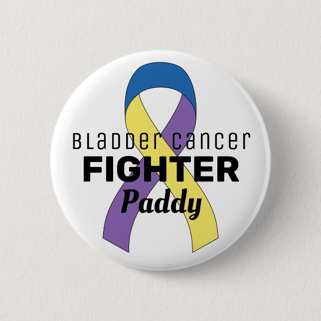 Bladder Cancer Ribbon White Button (Front)