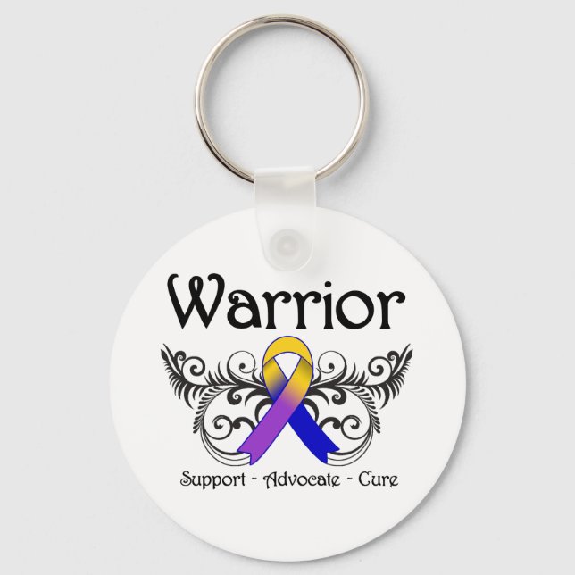 Bladder Cancer Warrior Scroll Wings Keychain (Front)