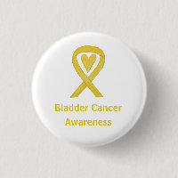 Bladder Cancer Yellow Heart Awareness Ribbon Pin