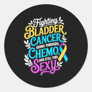 Bladder ribbon support bladder cancer awareness classic round sticker