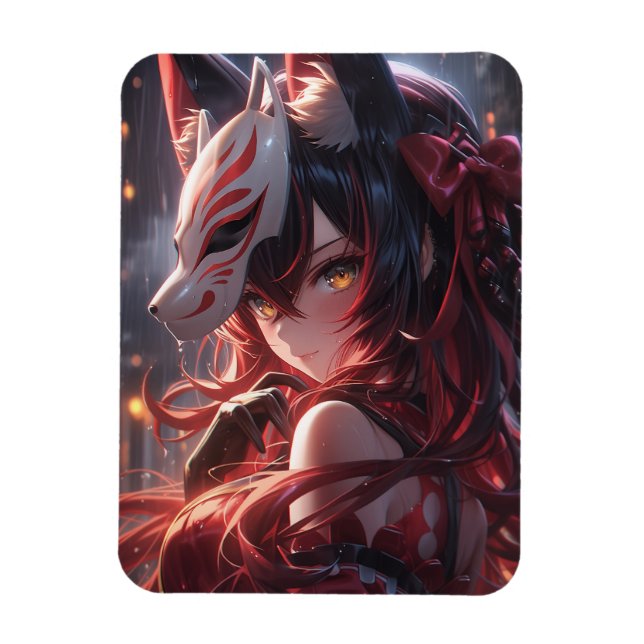 Blade of the Kitsune | Japanese Fox Samurai Magnet (Vertical)