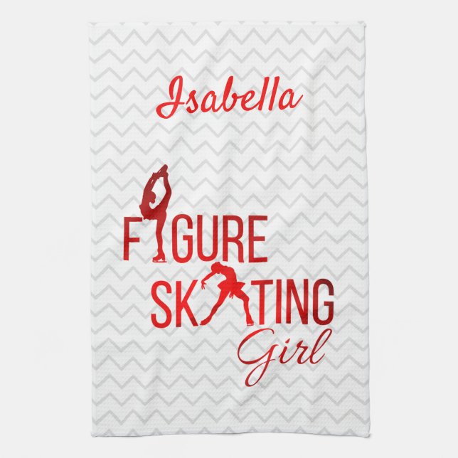 Blade Towel Figure skating girl red (Vertical)