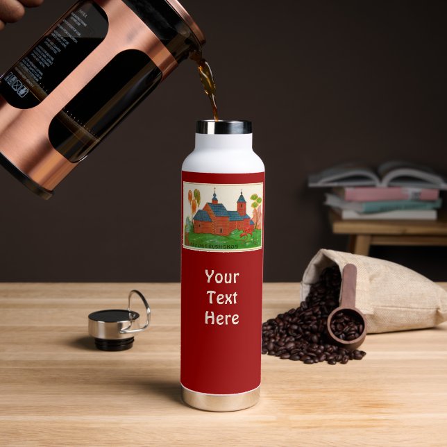 Blagoveshchenskoye Wood Russian Church Water Bottle (Coffee (Rotated))