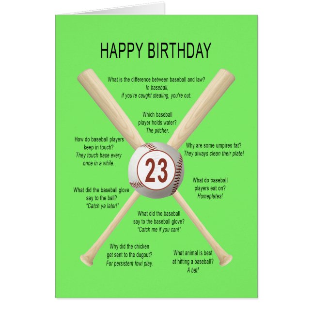 Blagues de baseball à 23e anniversaire (Devant)