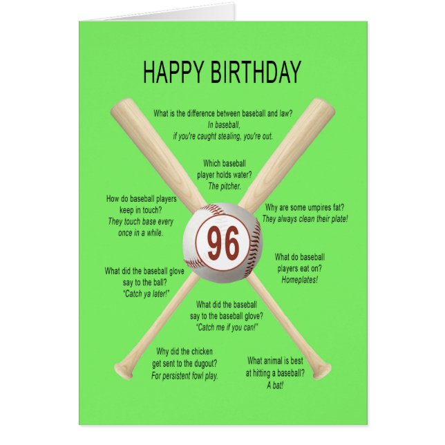 Blagues de baseball à 96e anniversaire (Devant)
