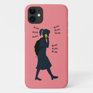 BLAH BLAH BLAH Girl Talking on Cell Phone iPhone 11 Case