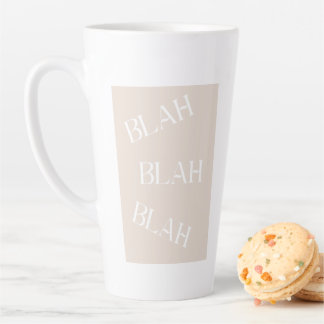 Blah Blah Blah Words Latte Mug Beige Background.