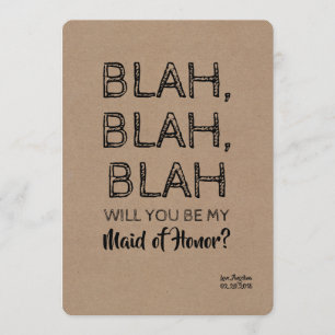Blah Blah Funny Bridesmaid Proposal Invitation