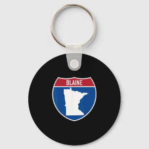 Blaine Minnesota Map Highway Interstate Sign Souve Keychain