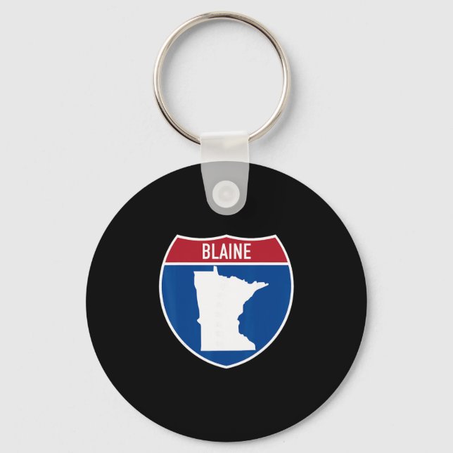 Blaine Minnesota Map Highway Interstate Sign Souve Keychain (Front)
