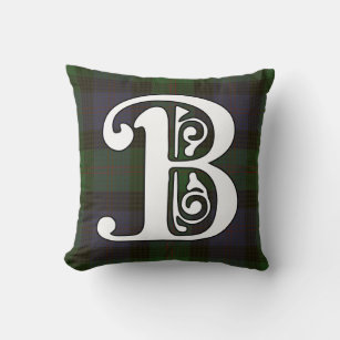 Blair Clan Tartan Monogram Throw Pillow