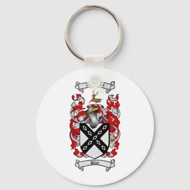 BLAIR FAMILY CREST -  BLAIR COAT OF ARMS KEYCHAIN (Front)