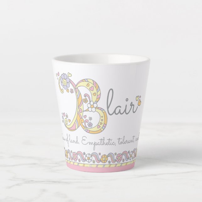 Blair letter B name meaning monogram Latte Mug (Front)