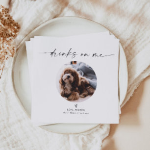 BLAIR Minimalist Dog Pet Photo Wedding Cocktail Napkin
