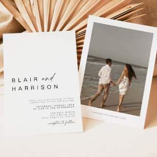 BLAIR Modern Bohemian Simple Photo Wedding Invitat Invitation