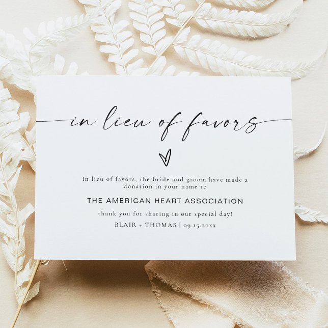 BLAIR Modern Boho Wedding In Lieu of Favours Card (Creator Uploaded)