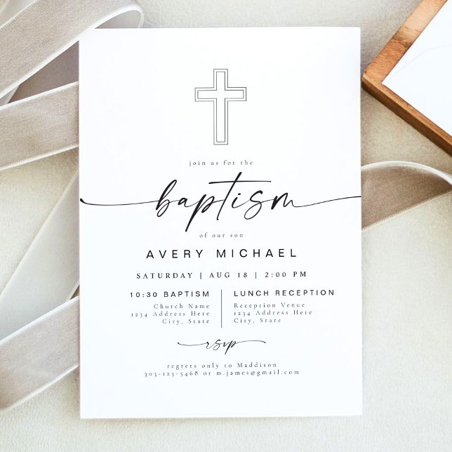 BLAIR Modern Minimal Boho Baptism Invitation (Creator Uploaded)
