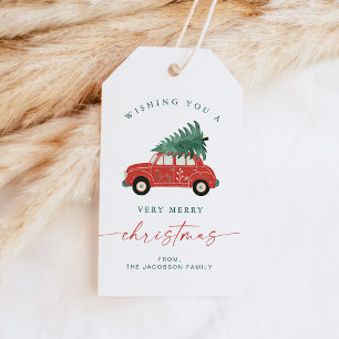 BLAIR Scandinavian Red Car Tree Christmas Gift Tags