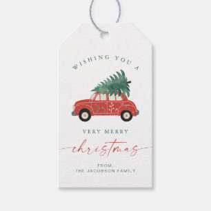 BLAIR Scandinavian Red Car Tree Christmas Gift Tags