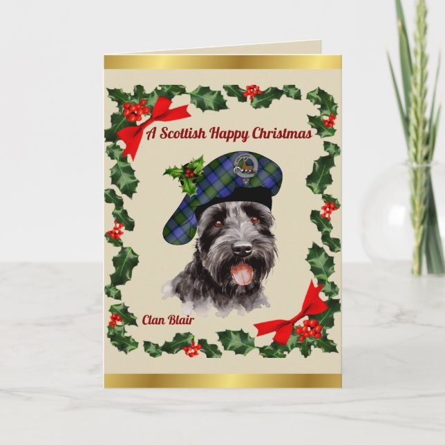 Blair Scottie Dog Personalized Xmas Card (Front)