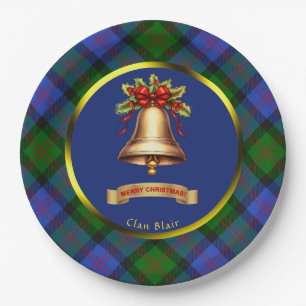 Blair Tartan Personalized Christmas Paper Plate