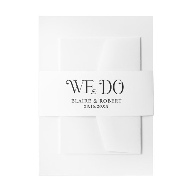 Blaire Black White Modern Wedding Invitation Belly Band (Front Example)