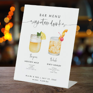 BLAIRE Modern Wedding Signature Drinks Menu Pedest Pedestal Sign