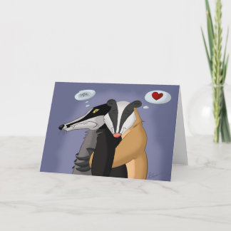 Blaireaux dans la carte de voeux d'amour