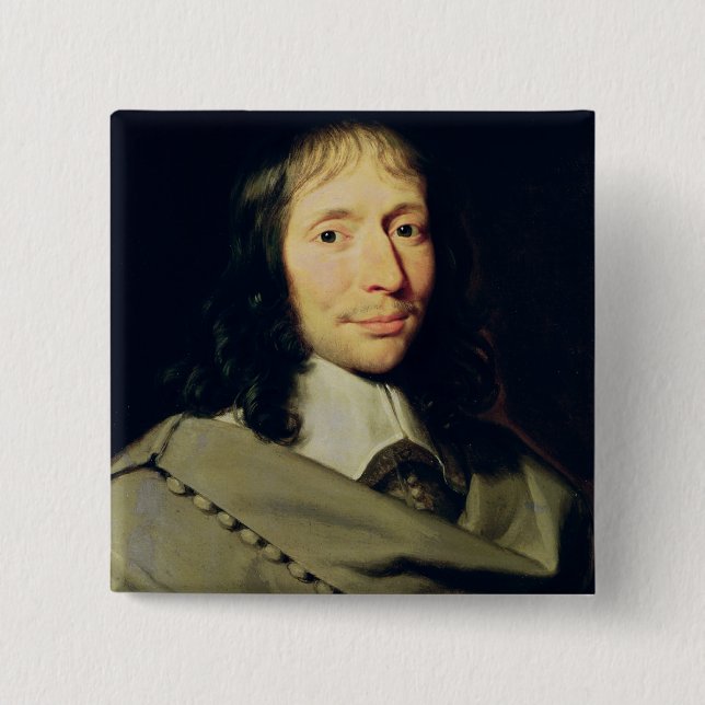 Blaise Pascal 2 Inch Square Button (Front)