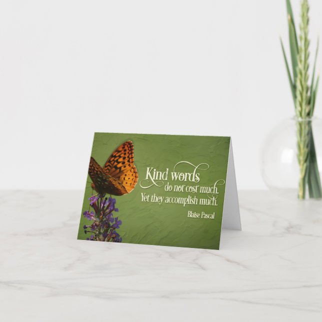 Blaise Pascal Inspirational Quote "Kind words" Thank You Card (Front)