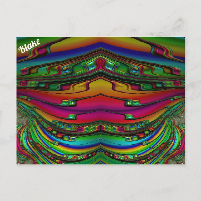 BLAKE ~ 3D Fractal Design Pattern ~ Multicolour  Postcard (Front)