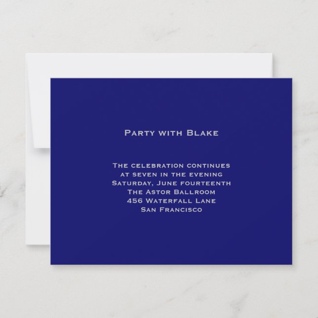 Blake Blue Silver Bar Mitzvah Reception Invitation (Front)