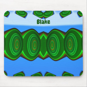 BLAKE ~ Green Blue White ALIEN INVASION ~ Mouse Pad
