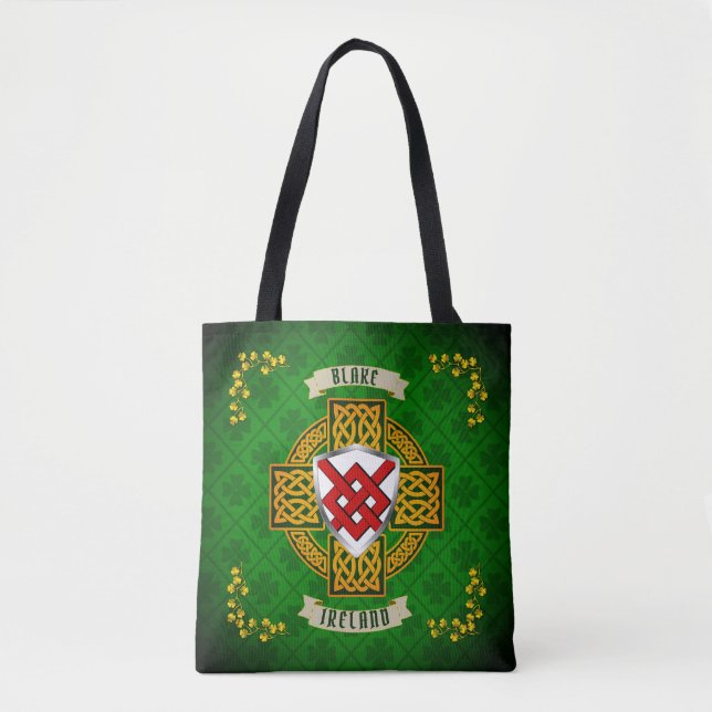 Blake Irish Shield & Celtic Cross Personalized Tote Bag (Front)