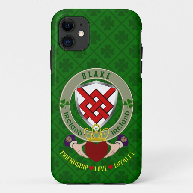Blake Irish Shield & Claddagh Personalized Case (Back)