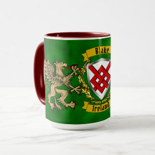 Blake Irish Shield & Griffins Personalized Mug