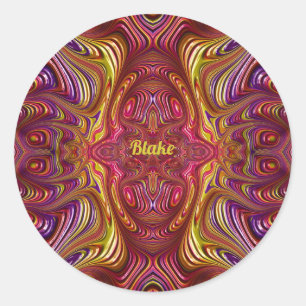 BLAKE ~ Multicoloured Fractal Design ~   Classic Round Sticker