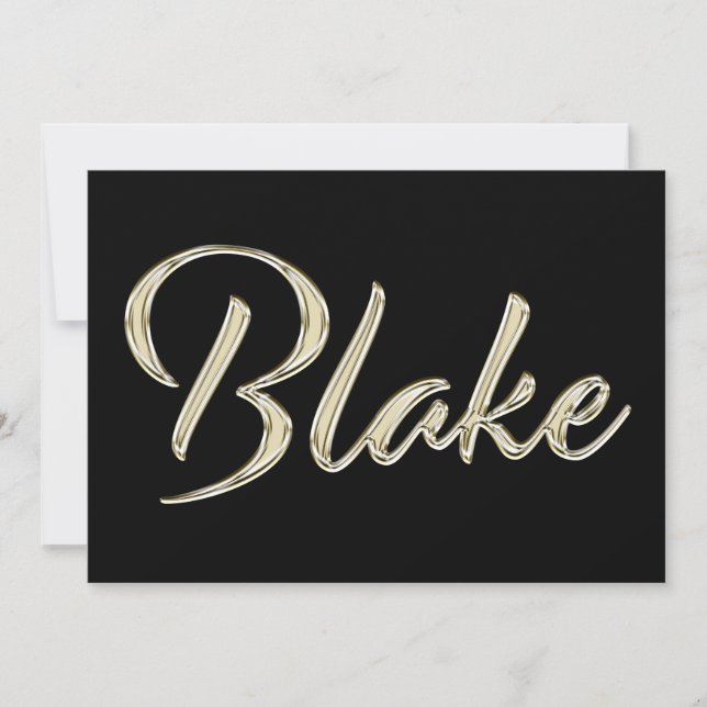Blake Name white gold Handwriting Card (Front)
