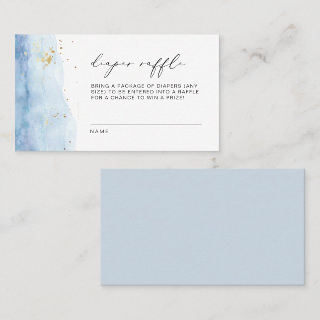 BLAKELY Dusty Blue Watercolor Diaper Raffle Ticket (Front/Back)