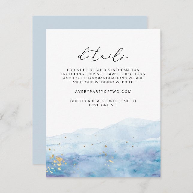 BLAKELY Sky Blue Watercolor Wedding Details Card (Front/Back)