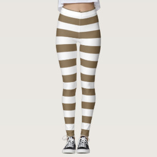 Blakish brown and white colour horizontal striped leggings