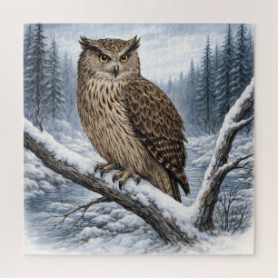 Blakiston’s Fish Owl in Winter Forest – Jigsaw Puzzle