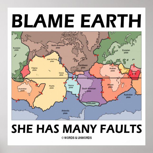 Blame Earth She Has Many Faults (Plate Tectonics) Poster (Front)